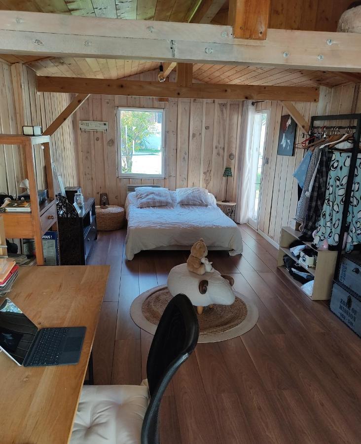 Maison Familiale En Bois Avec Piscine, Proche Du Bassin 居让梅斯特拉 外观 照片